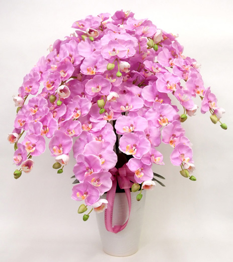 光触媒 造花 胡蝶蘭アレンジ超特大サイズ陶器仕様B(15本立ち・ラベンダー)