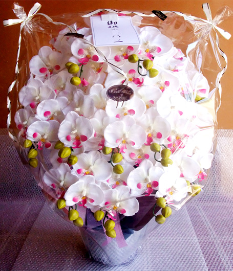 光触媒 造花 胡蝶蘭アレンジ特大サイズ陶器仕様F(12本立ち・ホワイトビューティー・仏仕様)