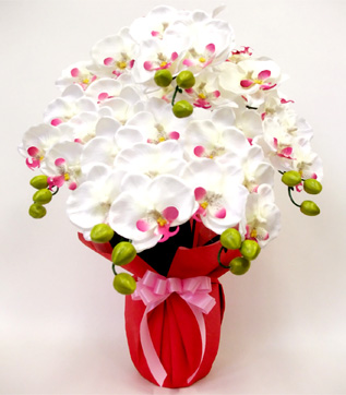 光触媒 造花 胡蝶蘭アレンジ5本立ちE(ホワイトビューティー)