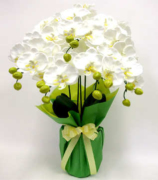 光触媒 造花 胡蝶蘭アレンジ5本立ちE(ホワイトイエロー)